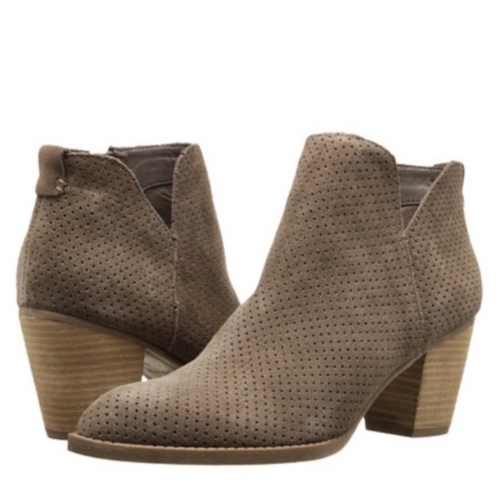 Dolce Vita Janie Perforated Bootie in Taupe Suede Leather Size 9.5
